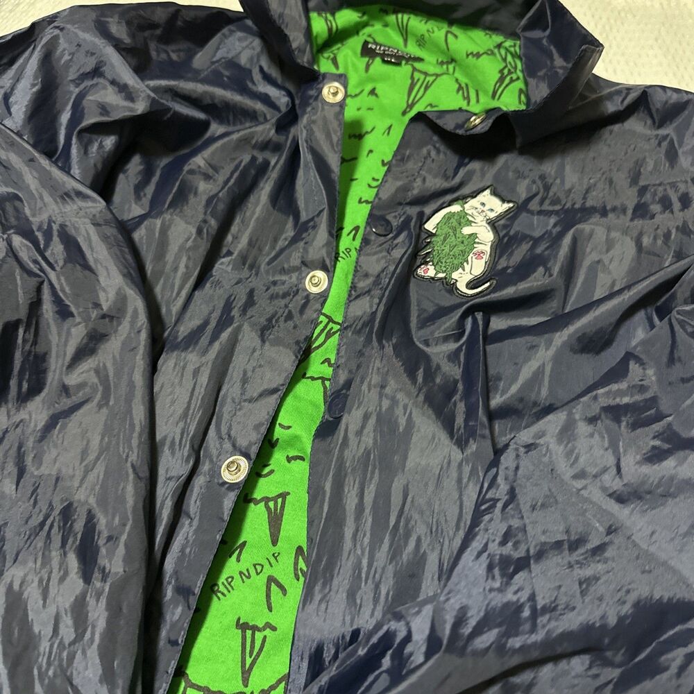 Ripndip Windbreaker Snap Button Jacket.  Happy Cat Nip XL Blue